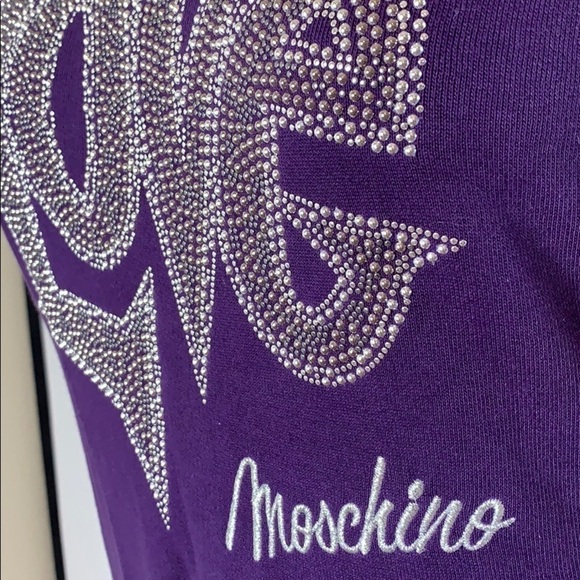 Love Moschino Purple short sleeve t-abirt sweatshirt dress size 2 NWT - Picture 3 of 12